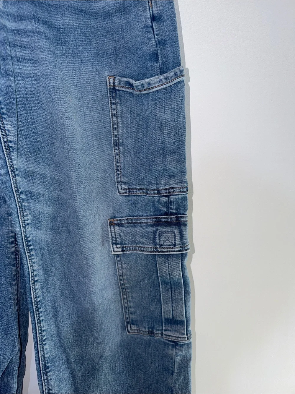 American Eagle Outfitters Jeans Denim Wide-Leg Curvy Baggy Stretch Cargo size 0